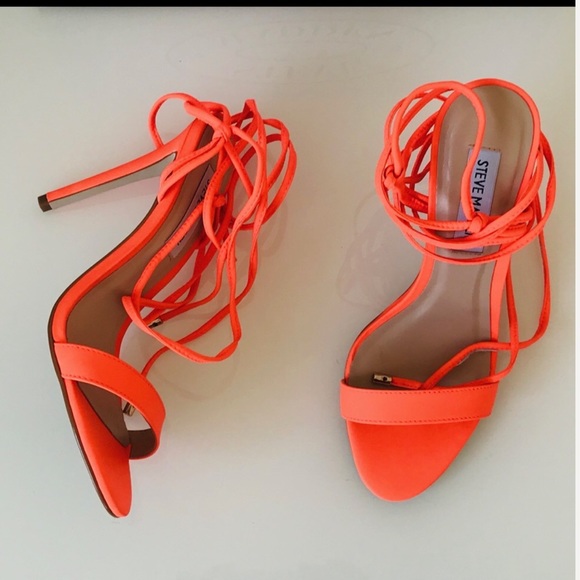 orange ankle strap sandals